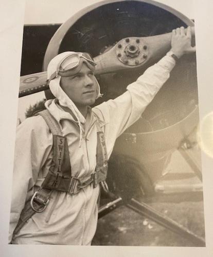 Pam's dad in his youth as a flyboy